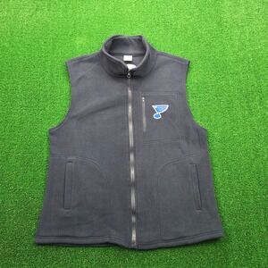 St Louis Blues Vest Mens Large Navy Blue Sweater Full Zip Fleece NHL‎ Hockey